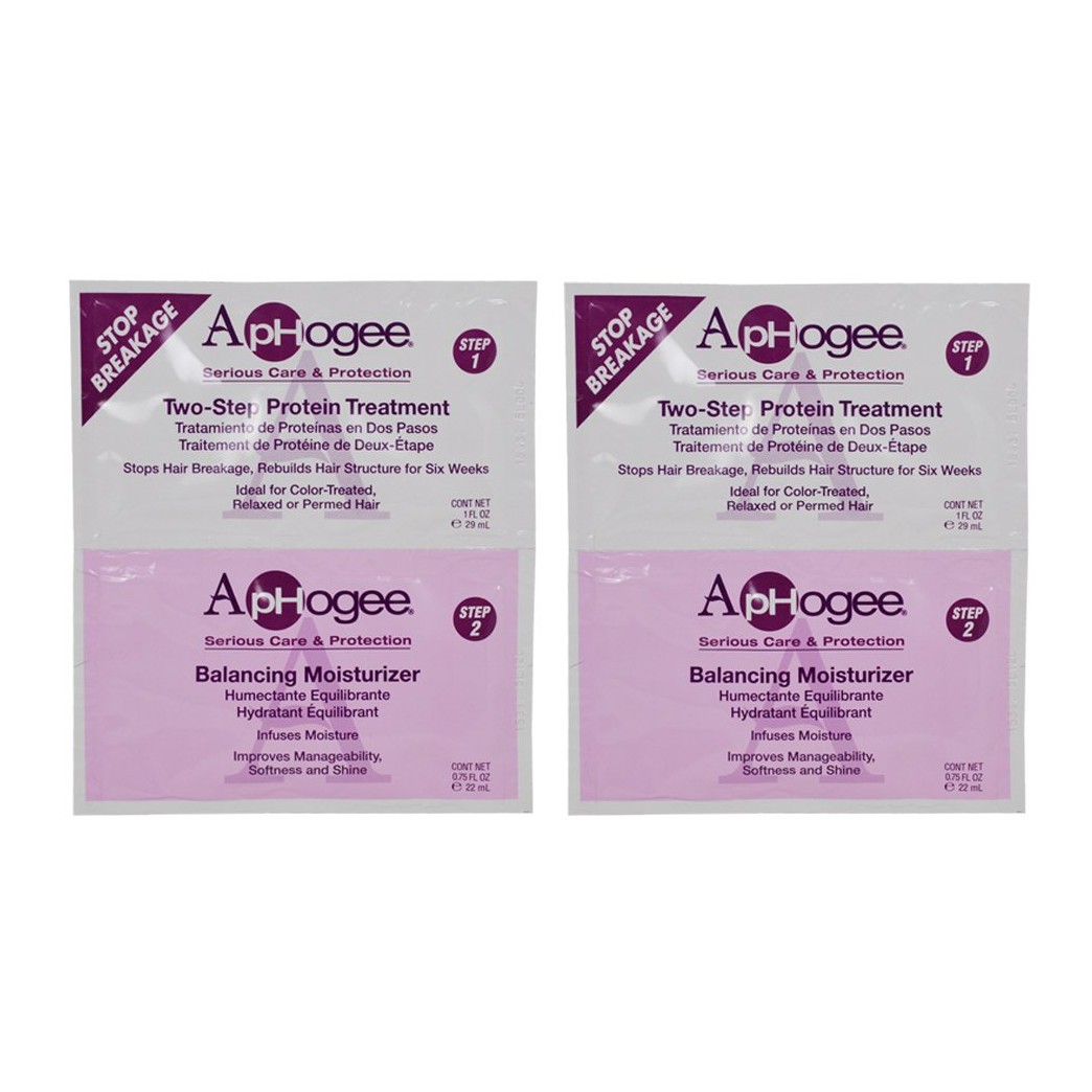 ApHogee Two-Step Protein Treatment 1oz & Balancing Moisturizer 0.75oz Packet"Pack of 2"