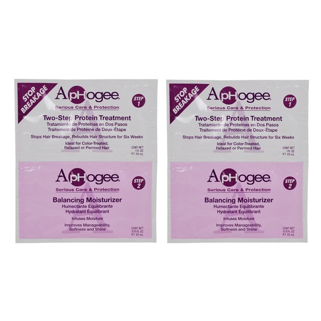 ApHogee Two-Step Protein Treatment 1oz & Balancing Moisturizer 0.75oz Packet"Pack of 2"
