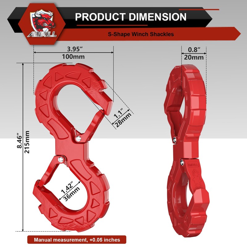 AMBULL 3/8 Tow Hook, Winch Hook for Off-Road Recovery, Towing