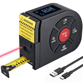 BINTA 2-in-1 Laser Tape Measure 164Ft/50M Laser Measurement Tool, 16.5Ft/5M Measuring Tape with LCD Digital Display, USB Charging for Measuring Area/Volume/Pythagorean, Laser level 2 Class, Output<1mW