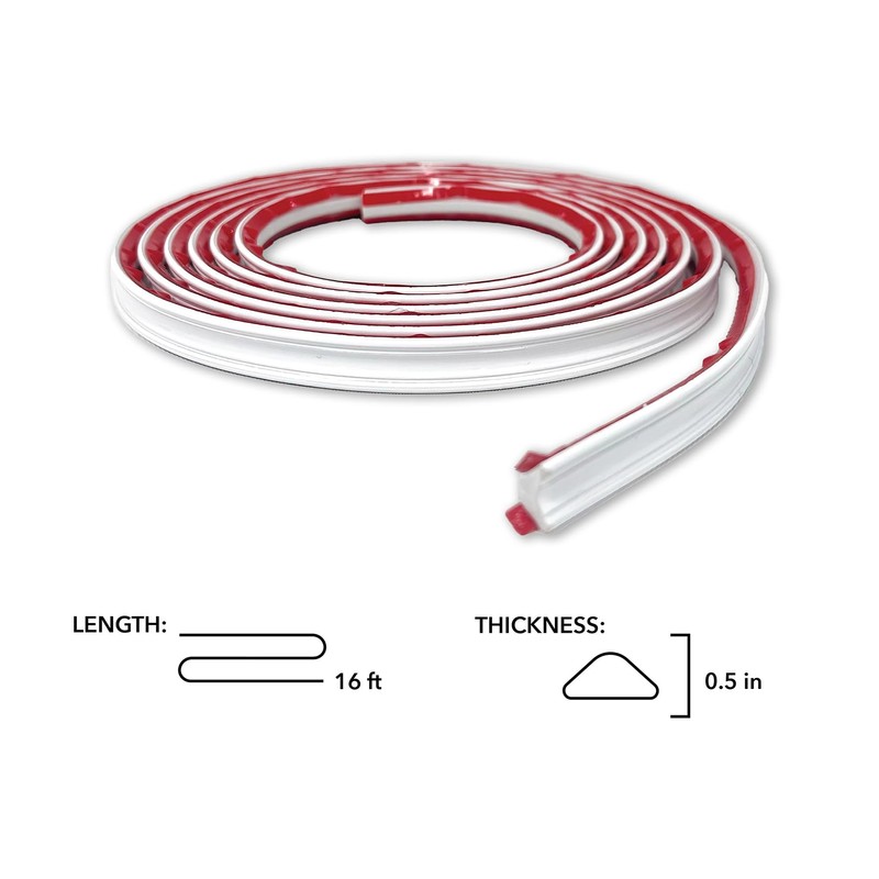 FloorPops White Flexible Trim Peel and Stick Moulding, FPM6362