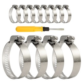 TUPARKA 12 Pcs 27-51mm Hose Clips Adjustable Stainless Steel Worm Drive Hose Clamp with Screwdriver for Home Gas Pipe Flexible Hose Pipe Tube