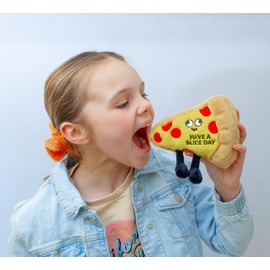 Have a Slice Day Pizza Meme Plushie - Funny Pun Meme Gag Gift, Stocking Stuffer Present, Great for Emotional Support, Fun Desk Accessory, Kids, Teens, Adults