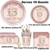 13th Birthday Party Supplies-13th Birthday Party Tableware Complete Pack Rose