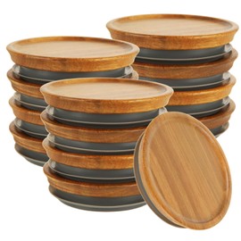 LDHHYH 12 Pack Wide Mouth Mason Jar Lids, Brown Ball Jar lids with Airtight Silicone Seal, Wooden Storage Lid ball Wide Mouth Lid for Canning Ball Jar Mason Jar
