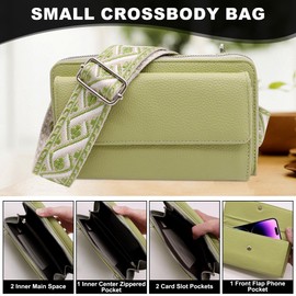 Tokeya Women's Shoulder Bag, PU Leather Crossbody Bag, Women's Small Handbag with Adjustable Removable Strap for Daily Work, Shopping, Travel, light green