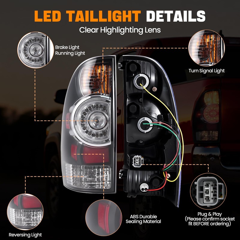 BeamTrack LED Tail Light Assemblies Compatible with 2005-2015 Toyota Tacoma