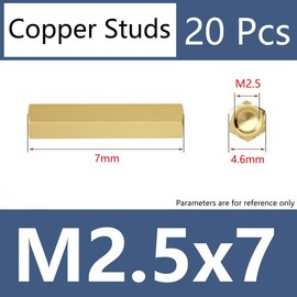 ORANXIN M2.5 x 7 mm 20 Pcs Double Brass Standoffs Screws Hex Spacers Female Thread Nuts PCB Motherboard Copper Computer Spacer
