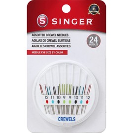 SINGER Crewel Needles in Dial Compact, Assorted Sized Sewing Needles, Sizes 9, 10, 11, 12, Set of 24