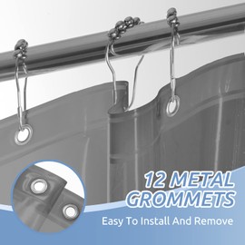 downluxe Waterproof Frosted Shower Curtain Liner - PEVA Lightweight Plastic Shower Liner with 3 Magnets, Shower Curtains for Bathroom, 72" x 72", Dark Grey