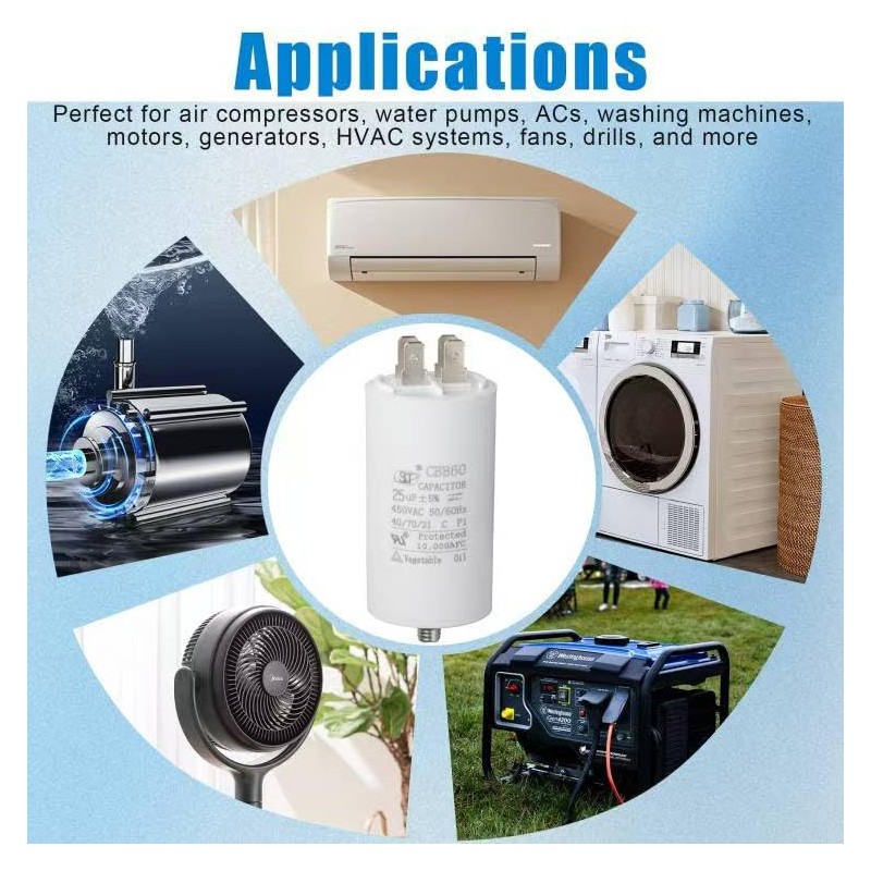 CBB60 Run Capacitor 450V AC Double Insert 50/60Hz for Air