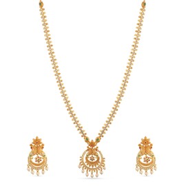TARINIKA Hrida Nakshatra CZ Long Necklace Set - Indian Jewelry Sets for Women| Perfect for Ethnic Occasions| Traditional South Indian Necklace| 1 Year Warranty*