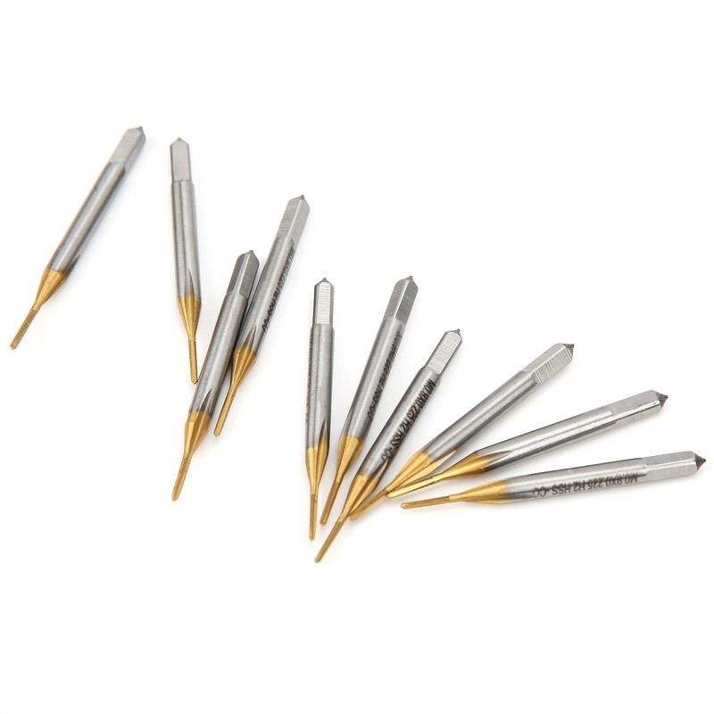 10pcs M0.9x0.225 Screw Tap High Speed Steel Drill Bits for