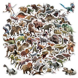Pack of 100 Jurassic Dinosaur Stickers for Children, Waterproof Vinyl Dino Stickers for Drinking Bottles, Scrapbook, Laptop, Skateboard, Computer Stickers for Boys and Girls