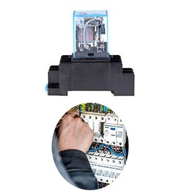 DAOKI 2 Pcs DC 12V Coil Electromagnetic Power Relay LY2NJ DPDT 2NO 2NC 8 Pin with Socket Base, DIN Rail Slotted Aluminum