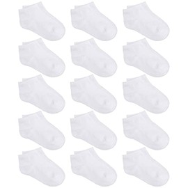 Kereda 15 Pcs Kids Ankle Socks Boys Girls Low Cut Athletic Socks 4-6 Years White
