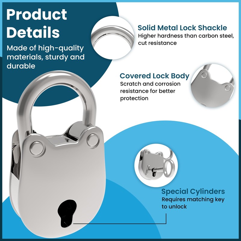 SDTC Tech 2pcs Mini Antique Padlock Retro Vintage Style Bear