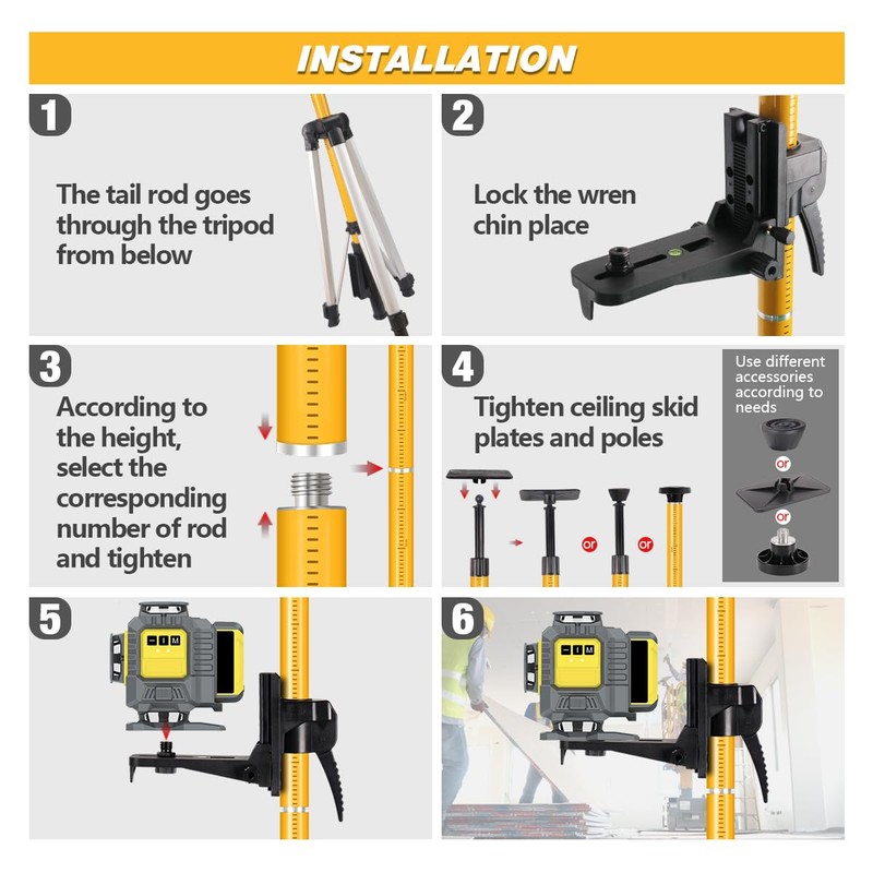 MOETER Upgraded 13.8Ft./4.2M Telescoping Laser Level Tripod with Level Bubble