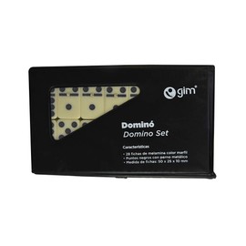 Set de Dominó Profesional GIM - 28 Fichas Melamina, Puntos Negros, Estuche PVC con Cierre Metálico, Elegante y Resistente para Juego Familiar