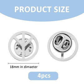 SUPERFINDINGS 4Pcs Peace Lapel Pin Platinum-Tone Peace Sign Brooch Pins 304 Stainless Steel Peace Brooch Badge Metal Peace Lapel Pins for Clothes Bags