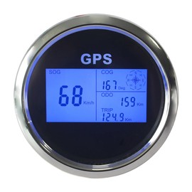 85mm 3 3/8" Digital GPS Speedometer MPH KM/H ODO COG Trip with 7 Backlights 12VDC 24V for Motorbike Boat Truck Racing Car (Black&Silver)