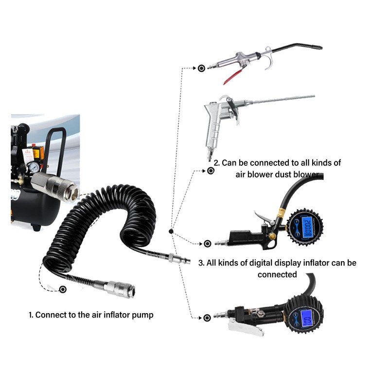 Recoil Air Hose 12m Tangling Resistant Recoil Air Compressor Hose