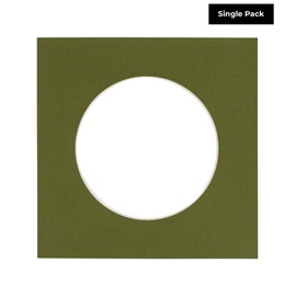 5x5 Mat For 7x7 Frame - Precut Dill Green Circle Shaped Photo Mat Board Opening - Acid Free Matte and Bevel Cut for Family Photos, Pack of 1 Matboard Show Kit With Acid Free Backing & Clear Bag