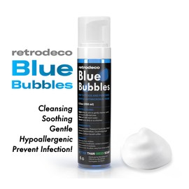 RetroDeco 8.5oz Blue Bubbles Foaming Aftercare Tattoo Soap to Heal, Cleanse, and Clean Skin & Piercings - Gentle, Moisturizing, & Vegan Formula (8.5oz, Foam)