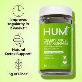 Celery Juice Fiber Gummies – Prebiotic Greens Supplement with Chlorophyll for Digestive & Gut Health Support – Gluten-Free, 60 Gummies