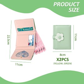 2 Pieces Women's Short Wallet, Cute Flower Wallet, Folding Wallet, Portable Wallet, Simple Design Wallet
