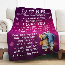 Wife Blanket Gifts for Wife from Husband, Romantic I Love You Wedding for Women Her, to My Wife Throw Blanket Christmas Valentines Birthday Gifts for Her Women Couple 60"x50"