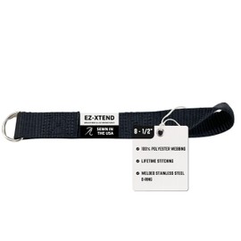 EZ-Xtend Premium D-Ring Strap with Loop for Rail Attachment of Standard Bimini Strap to Handrail - Stainless Steel D-Rings - Boat Accessories - 1 Pack (Black, 8 1/2 inches with D-Ring & Loop)