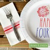 SimuLinen Select - White & Red - Bistro Stripe Disposable