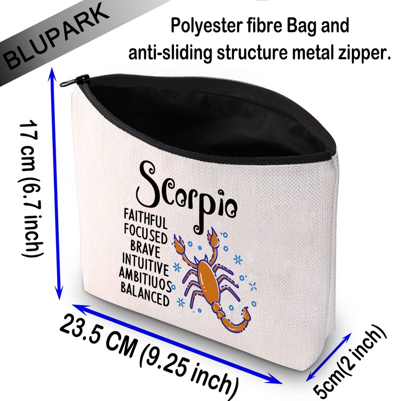 BLUPARK Zodiac Sign Cosmetic Bag Horoscope Makeup Bag 12 Constellation