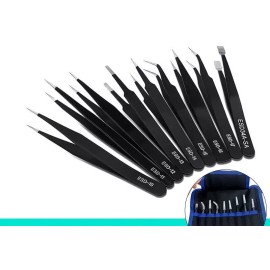 Unbranded 9x Precision ESD Tweezers Set Maintenance Tools Anti-Static Stainless Steel
