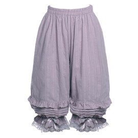 Vibsion Womens Victorian Lolita Bloomers Maid Ruffles Pumpkin Pants Bottom Cute Security Pantaloons Underpants Purple L/XL