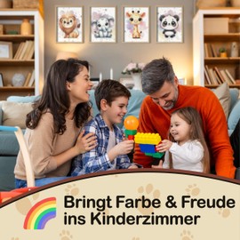 VON STEINEICH® Decorative Picture Set Children's Room - Loving Wall Pictures [DIN A4] Perfect Decoration for Boy's Room, Girls' Room & Baby Room in Safari Animal Design (Set of 4 without Picture