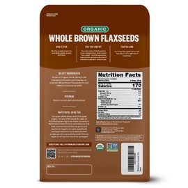 FGO Organic Whole Brown Flax Seeds, 2 Pound / 32oz Bulk Resealable Pouch, For Baking, Cooking & Smoothies, Sproutable, Grown in USA & Canada (Pack of 1)