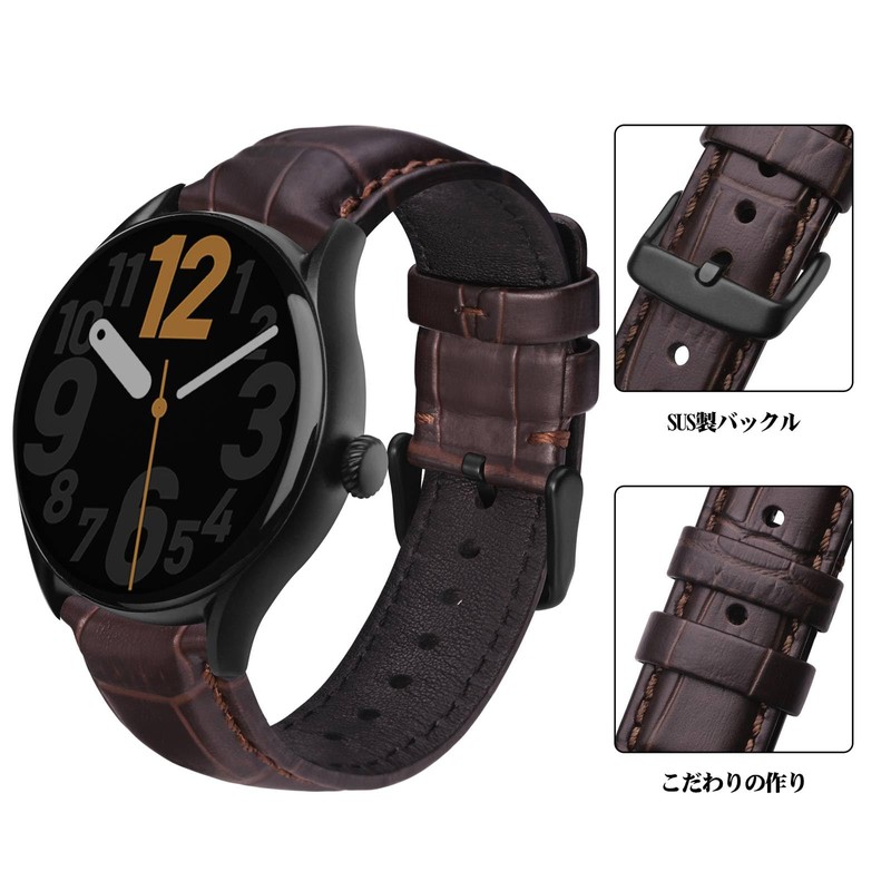ANNEFIT Genuine Leather Watch Strap, Crocodile-Embossed Watch Band, Quick Release