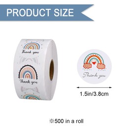 YYMEIDS 500 Pcs Thank You Stickers Colorful Rainbow Stickers Creative Gift Stickers for Valentine Birthday Wedding Gift Packaging(1 Roll)