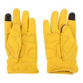 INFINAUTO Motorcycle Gloves, Outdoor 21.2x10cm Off-Road Mountain Motorcross Motorbike Dirt Bike Bicycle Racing ATV UTV Cycling Riding Gloves Sheep Leather Yellow, 1 Pair