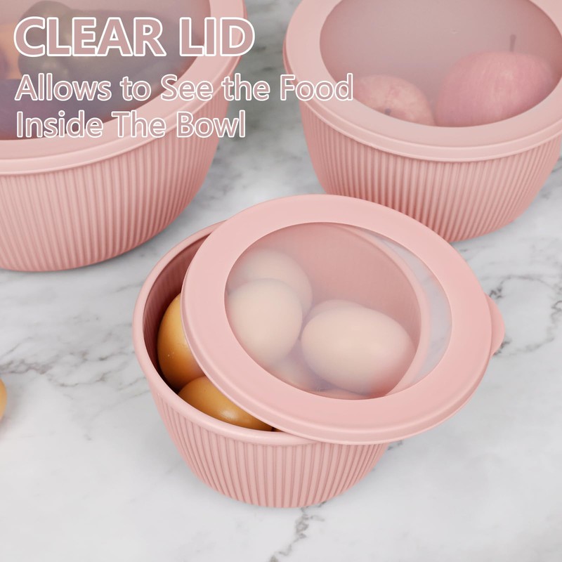 BoxedHome 4.97 Quarts Mixing Bowls with Lids Set, 4 Packs