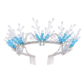 IYOU Crystal Princess Wedding Headband Crown Blue Rhinestone Hair Bands Tiaras Glitter Birthday Communion Hair Accessories for Flower Girls