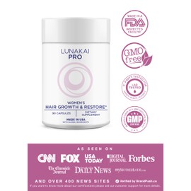 Lunakai PRO USA Made Hair Growth Supplement for Women - Advanced 20 Nutrient with Marine Collagen, Saw Palmetto, Biotin & Keratin - Daily Hair Vitamins for Thicker Strands - 90 Capsules
