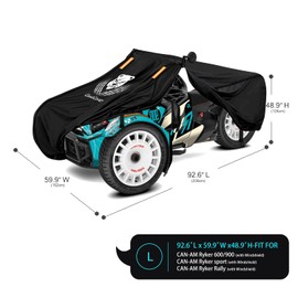 ClawsCover Can-Am Ryker Cover Waterproof Outdoor,Heavy Duty Anti-Fade Tear-Proof Polyester,Compatible with 2010-2022 Can-Am Ryker 600/900/Sport/Rally-92.6Lx59.9Wx48.9H Inch
