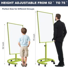 White Board on Wheels, 40x26 Inches Dry Erase Board with Stand, Magnetic Mobile Whiteboard, Portable Standing Dry Erase Board for Classroom, School, Office, Home, Teacher, with Flip Chart Paper