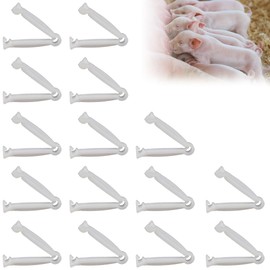 TUKNN Umbilical Cord Clips, Umbilical Cord Clip, Clamps for Umbilical Cord, Plastic Pig Umbilical Cord Clamp, White Umbilical Cord Clamp, for Pets Lamb Goat Puppy Whelping Kit, 15 Pieces