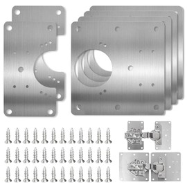 Cabinet Hinges Repair Plate, 6 Pcs Stainless Steel Cabinet Door Hinge Repair Replacement Kit with Mounting Screws, Hinges Fixing Plate Brackets for Kitchen Bathroom Cupboard Door