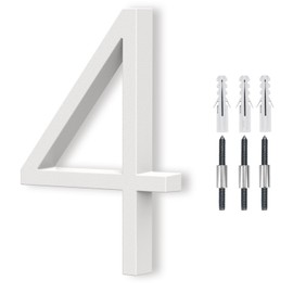 6" White Floating House Number, Metal Modern House Numbers, Mailbox Decor Number with Nail Kit, 911 Visibility Signage (Large 4)