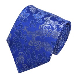 Secdtie Corbata de seda para hombre, diseño de dragón, peonía, tejida, regalo formal, Azul Real, Talla única